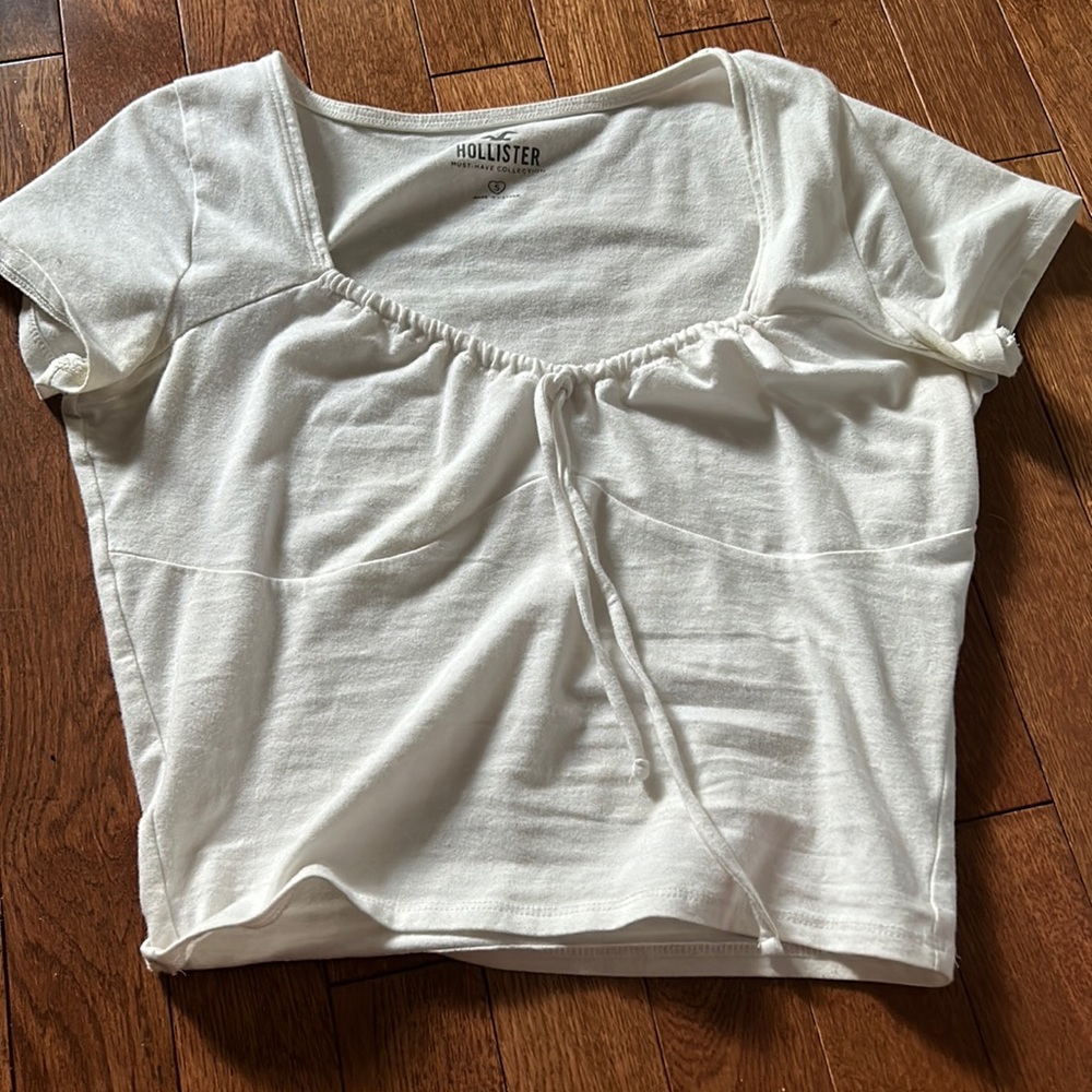 White Hollister Half corset Tee